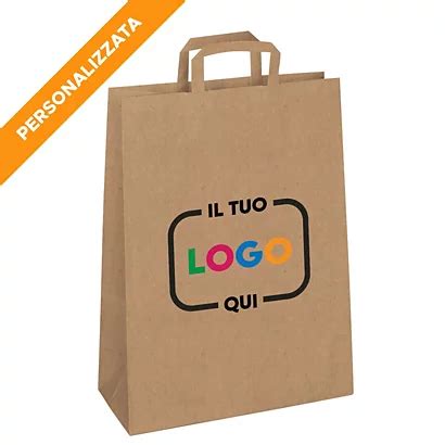 shopper colorate carta kraft liscia|Busta Shopper Personalizzata, Carta Kraft liscia, 22 x 29 x 10 cm .